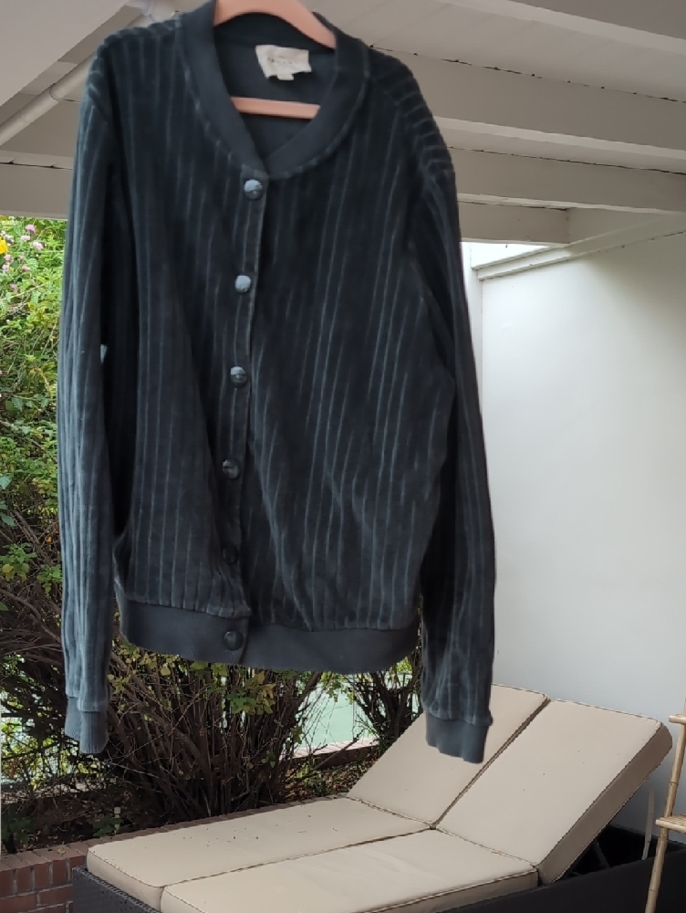 Sezane Dark Green Velvet Button-Front Iris Jacket in Sage 100% Organic Cotton - Picture 12 of 15